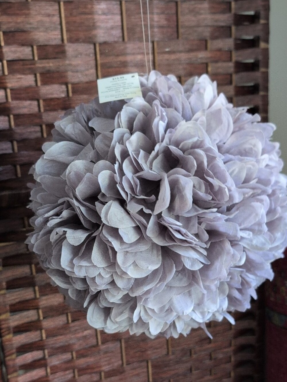 NWT Decorative Purple Gray Floral Pom Pom Hanging Accent - Picture 2 of 7